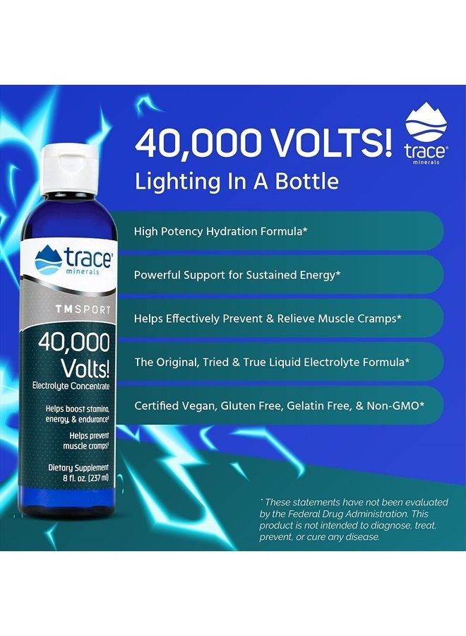 Trace Minerals 40,000 Volts Liquid Electrolyte Concentrace Drops | Support Hydration | Leg and Muscle Cramp Support | Ionic Trace Minerals, Magnesium, Potassium | 48 Serving Bottle (Pack of 1) - Image 2
