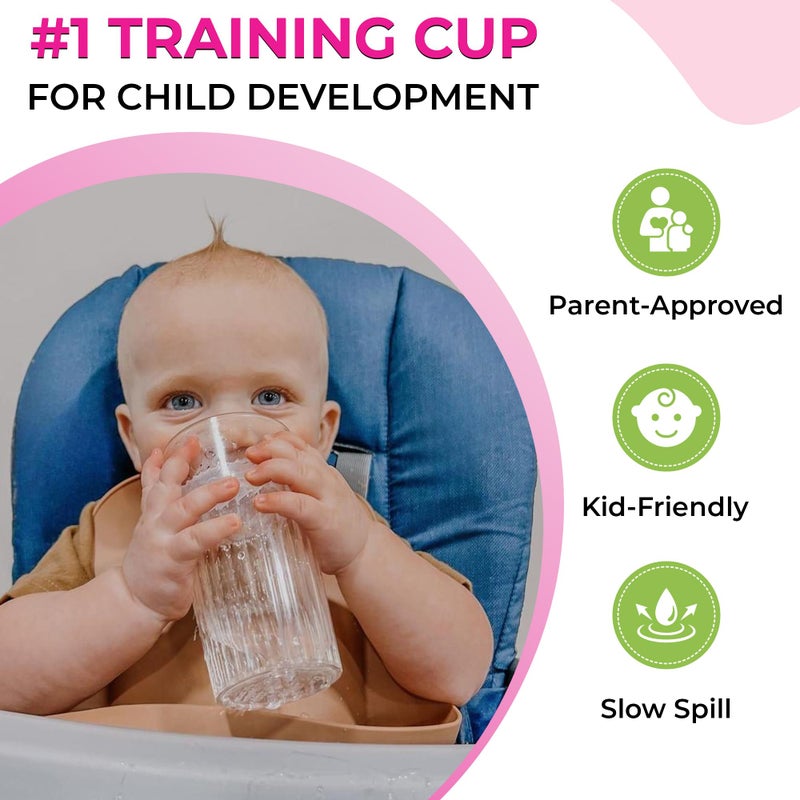 Reflo Smart Cup Bundle (Assorted 4 Colors) Open Mouth Transition Cup for Baby-Led Weaning, Montessori-Inspired Design, Slow-Spill Flow-Control, Made in USA, BPA-Free, E-Guide via QR Code - Image 5