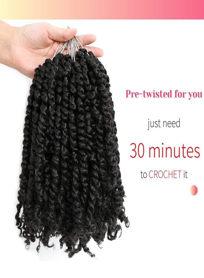 بوهوبابي شعر كروشيه BOHOBABE مسبق التضفير بتصميم Passion Twist، طوله 8 بوصات، أسود اللون، مع حلقات مسبقة، 8 عبوات (1B) - Image 4