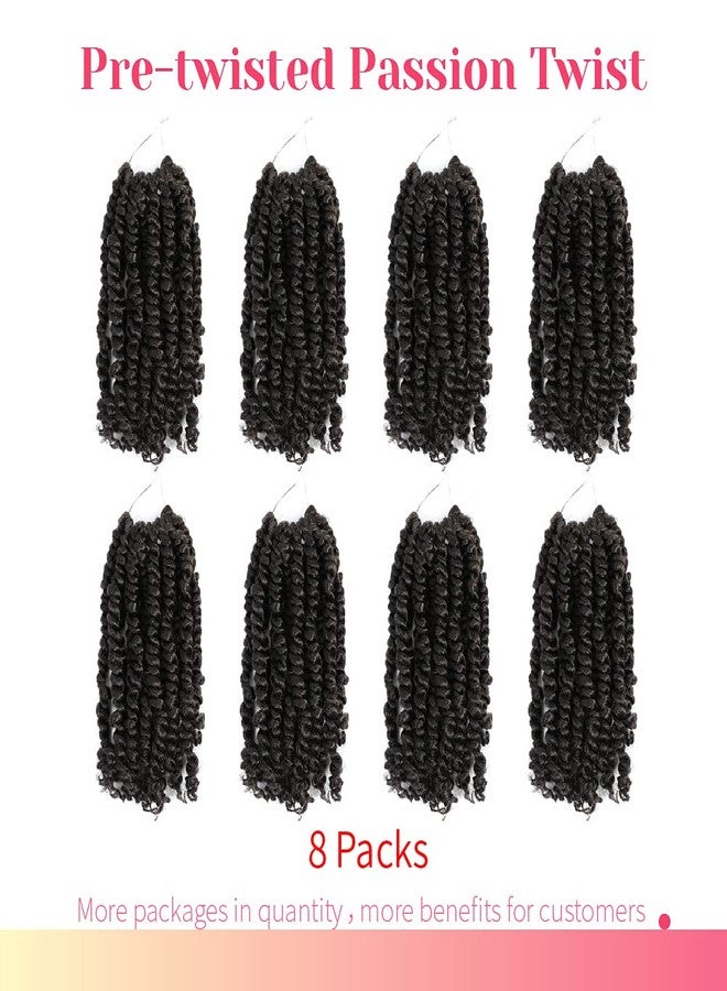بوهوبابي شعر كروشيه BOHOBABE مسبق التضفير بتصميم Passion Twist، طوله 8 بوصات، أسود اللون، مع حلقات مسبقة، 8 عبوات (1B) - Image 2