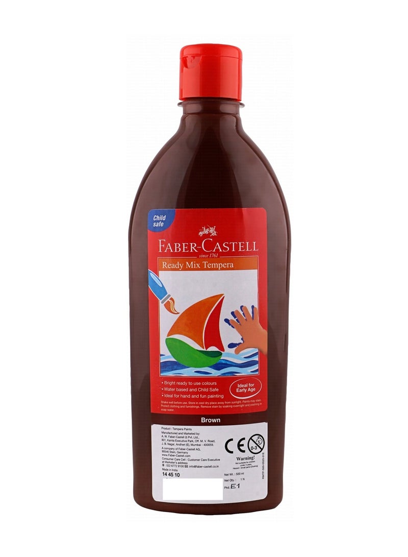 FABER-CASTELL طلاء تمبرا جاهز للخلط قابل للغسل سوبر 1 قطعة 500 مل بني - Image 1