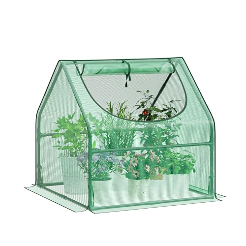 Greatbuddy Portable 3×3×3FT Mini Greenhouse, High-Density PE Plant Cover with Roll-up Zipper Window, Perfect for Indoor Outdoor Plant Growing - Image 1