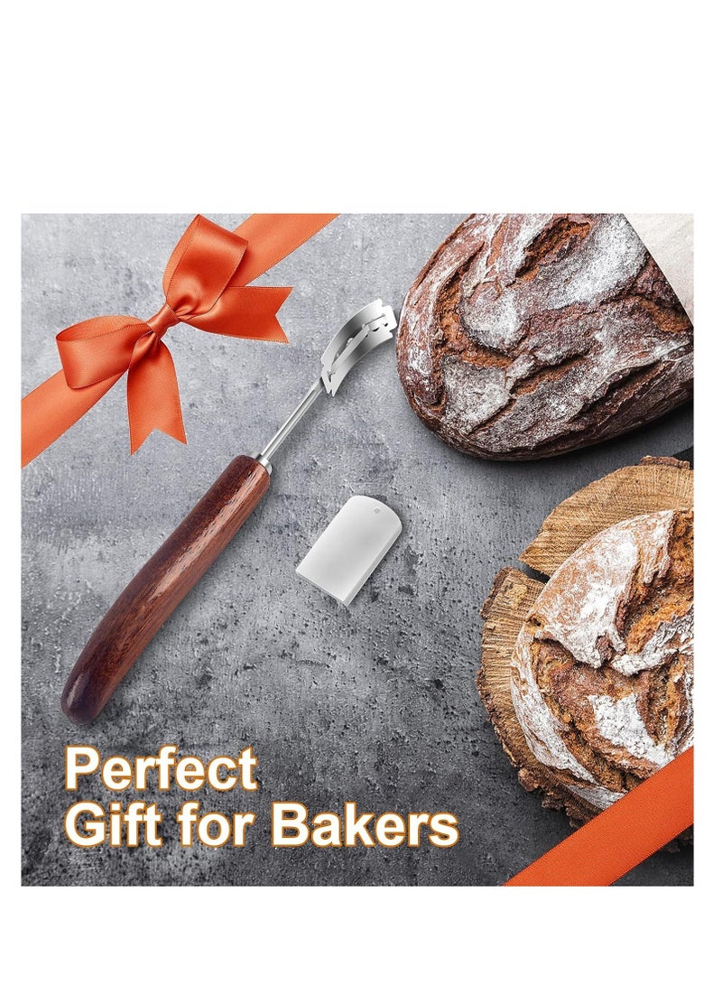 Premium Bread Lame Slashing Tool Scorer Blade with Crafted Wooden Handle Dough Scoring Kinfe 5 Blades and Protective Cover for Making - Image 4