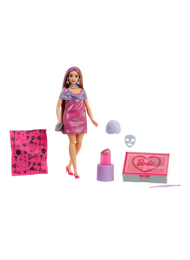 Barbie Party Unboxed Doll & Accessories, Glam Party Series With 10 Surprises Including Color-Change, Pink Sparkle Doll - Image 1