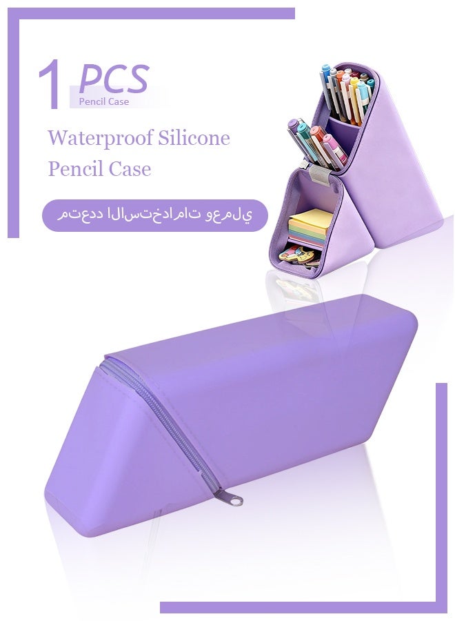 Pencil Case – Exquisite and cute tiered pencil case for girls; suitable for children, boys, girls, and adults – Purple. - Image 1