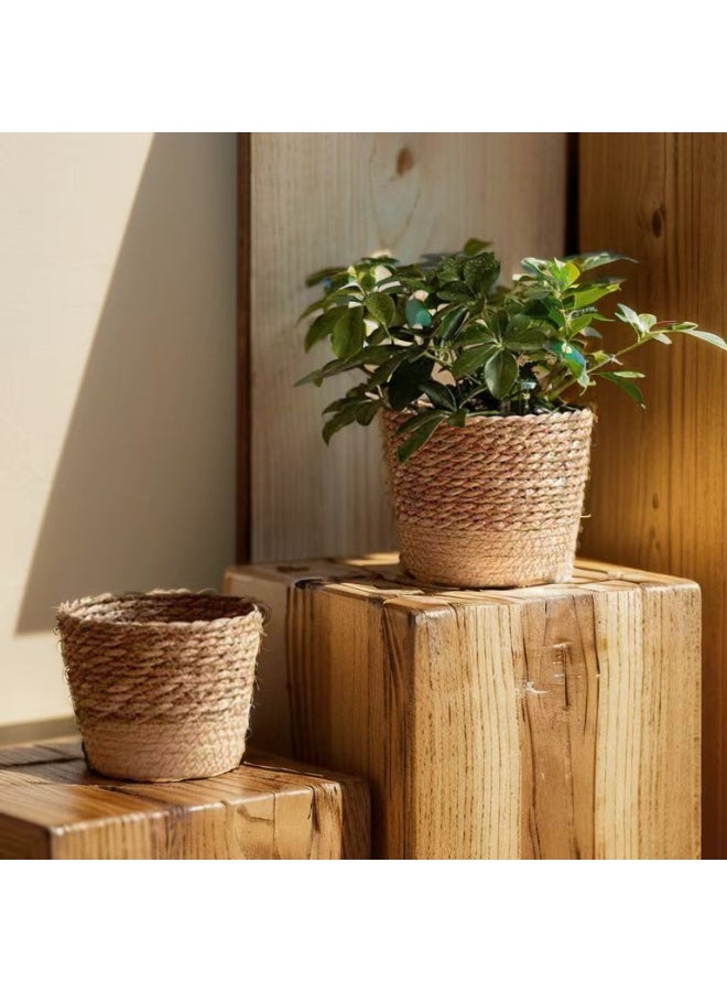 SKT Shiketro Large sizes from Grass Flower Basket Indoor Woven Flower Pot Flower Pot Flower Pot Decoration Laundry Basket Household Flower Pot Leak Proof Plastic Liner Indoor and Outdoor Garden Decoration - Image 3