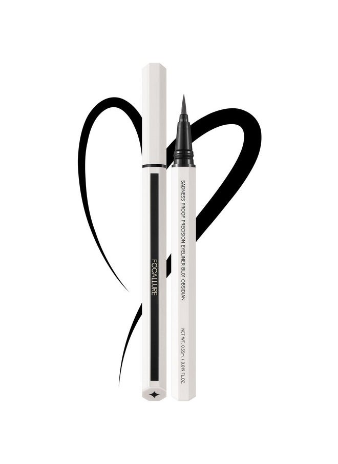 FOCALLURE - FOCALLURE Sadness Proof Precision Eyeliner,Sweatproof Eyeliner Pencil,Quick Drying,Smudge-proof,Long Lasting,Won't Slip Octagonal Grip,Ultra Fine Brush,BL01 OBSIDIAN - Image 1