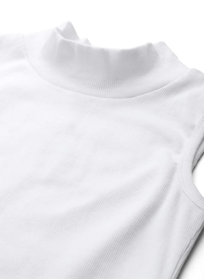 SASSAFRAS White Solid Crop Top for Women