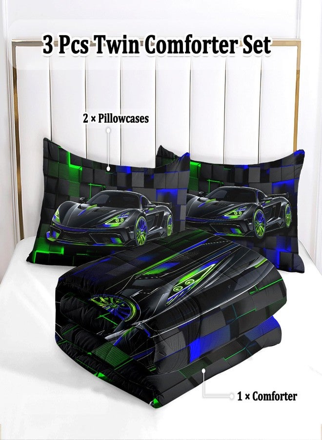 ASKOTU Race Car Twin Bedding Set for Boys, Sports Comforter Set for Kids, 3 Pcs Cool Car Boys Bedding Set Twin - Image 2