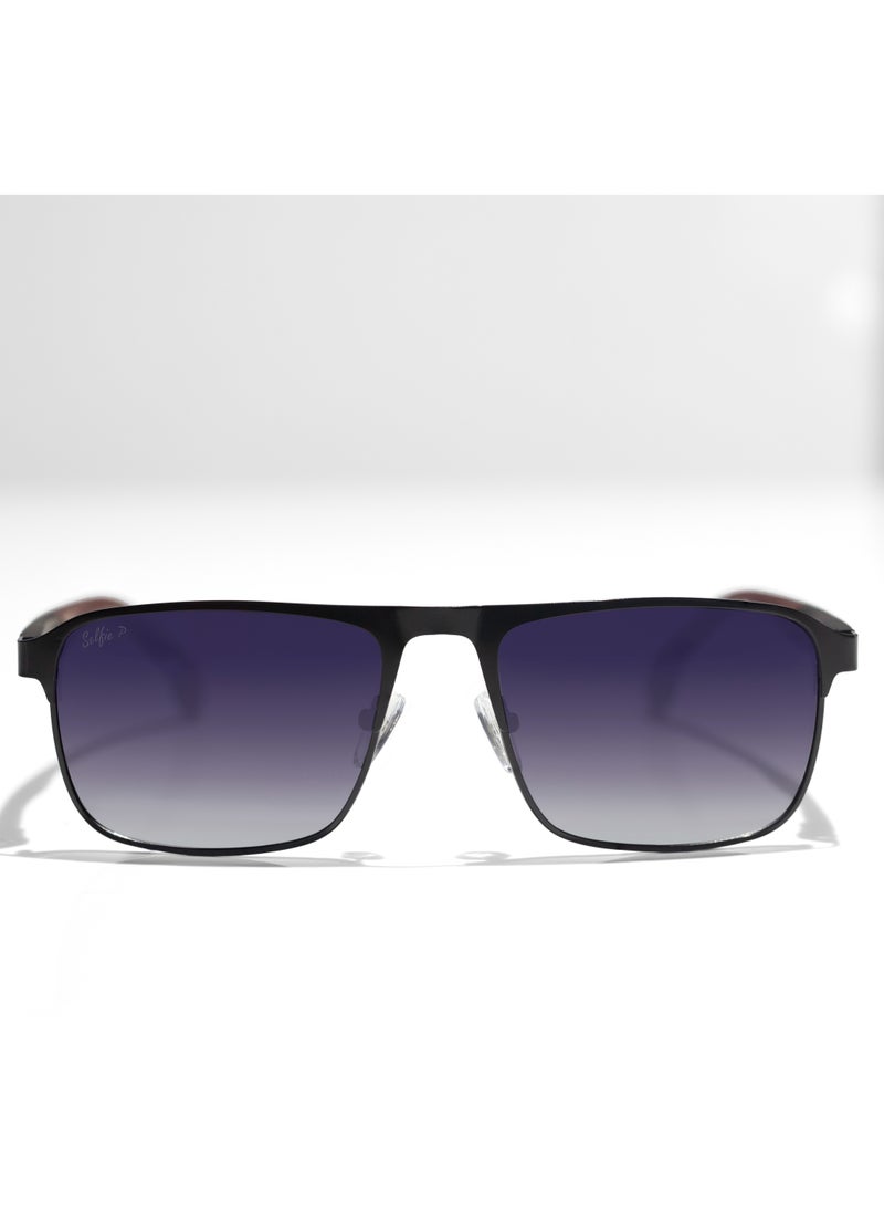 selfie Selfie Polarized Blue Lense Metal Black  Frame Sunglasses, SE8211-C2  - Image 1