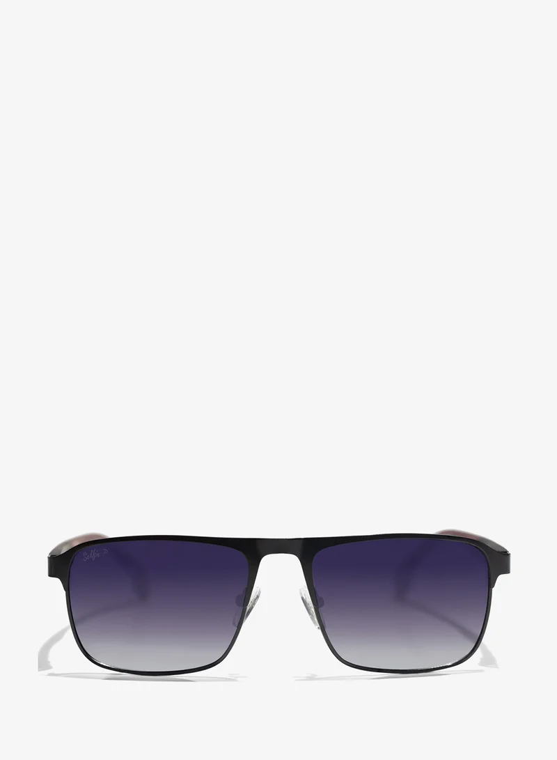 selfie Selfie Polarized Blue Lense Metal Black  Frame Sunglasses, SE8211-C2