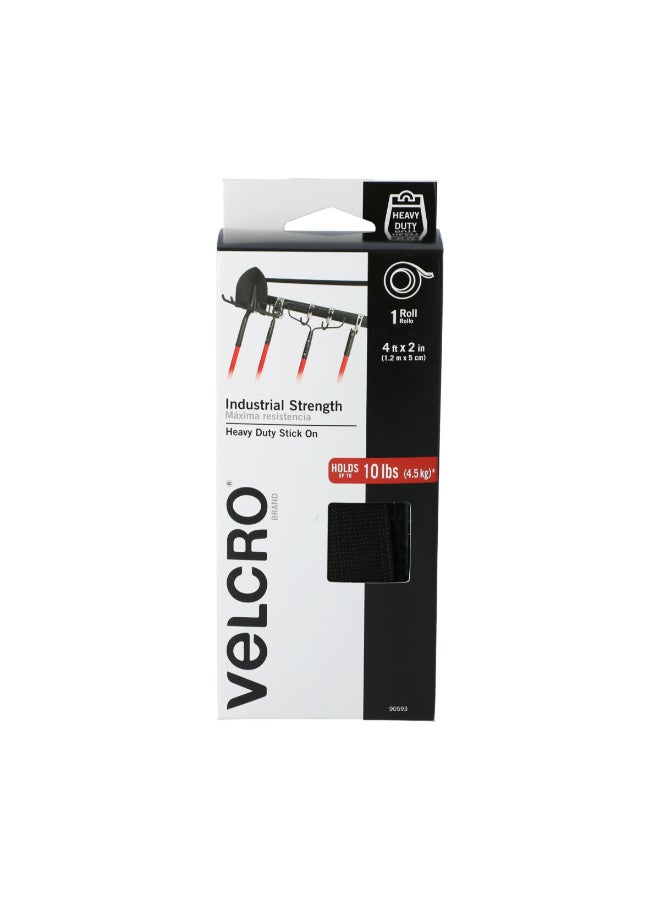 Velcro Heavy Duty Stick On Industrial Strength Strips Black 4 ft x 2 Inch 90593  - Image 1