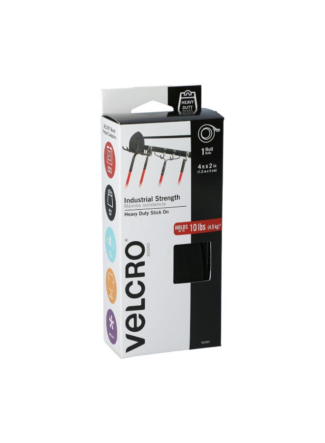 Velcro Heavy Duty Stick On Industrial Strength Strips Black 4 ft x 2 Inch 90593  - Image 2