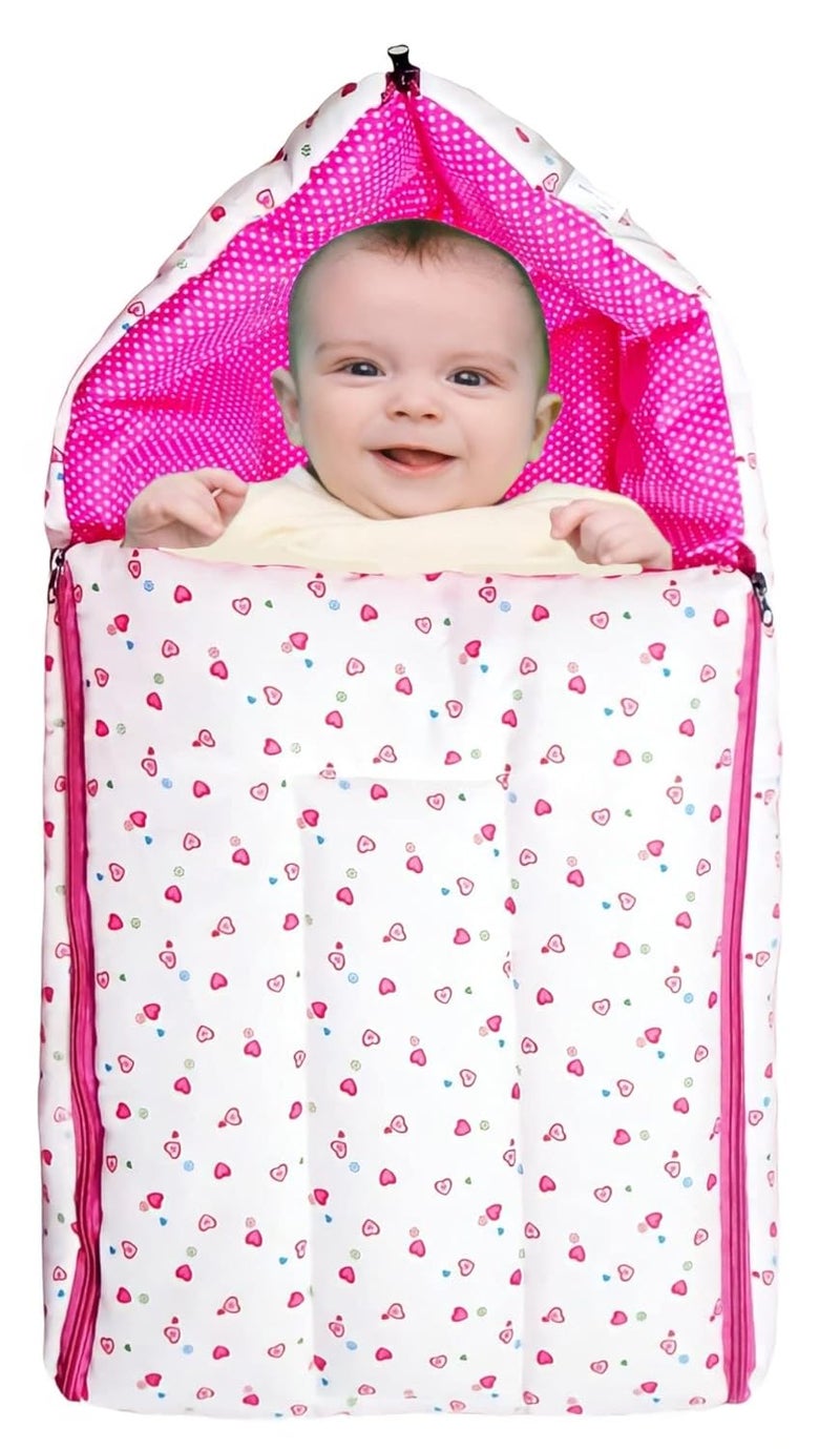 BRANDONN Baby Bedding Gift Pack Combo of Bed with 3 Pillow Set and Sleeping Bag Carry Bag Combo of 2 Pink - Image 2