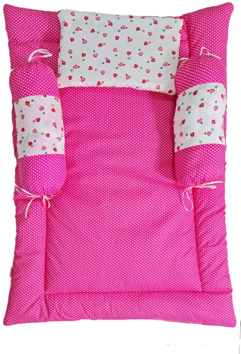 BRANDONN Baby Bedding Gift Pack Combo of Bed with 3 Pillow Set and Sleeping Bag Carry Bag Combo of 2 Pink - Image 5