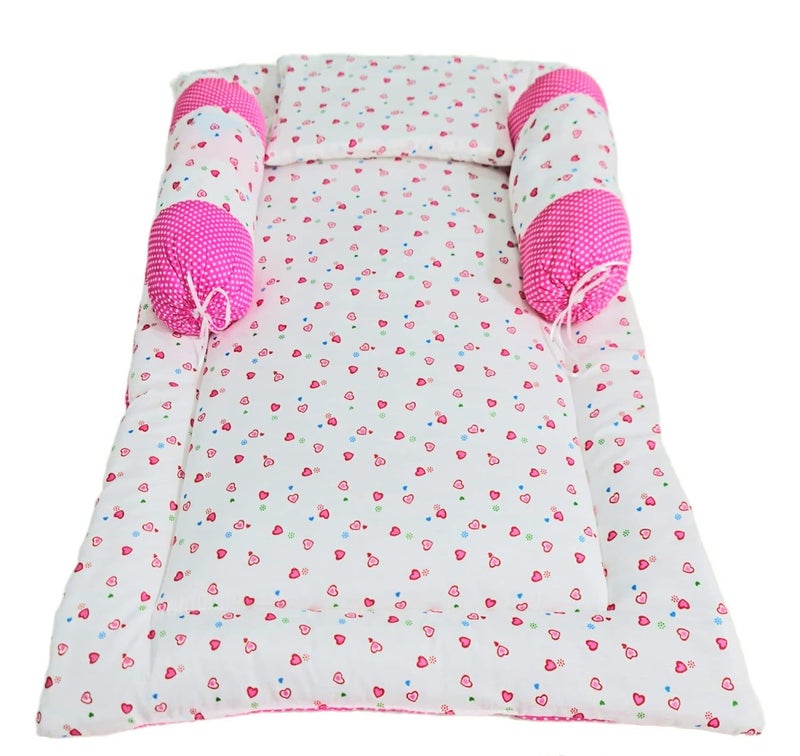 BRANDONN Baby Bedding Gift Pack Combo of Bed with 3 Pillow Set and Sleeping Bag Carry Bag Combo of 2 Pink - Image 4