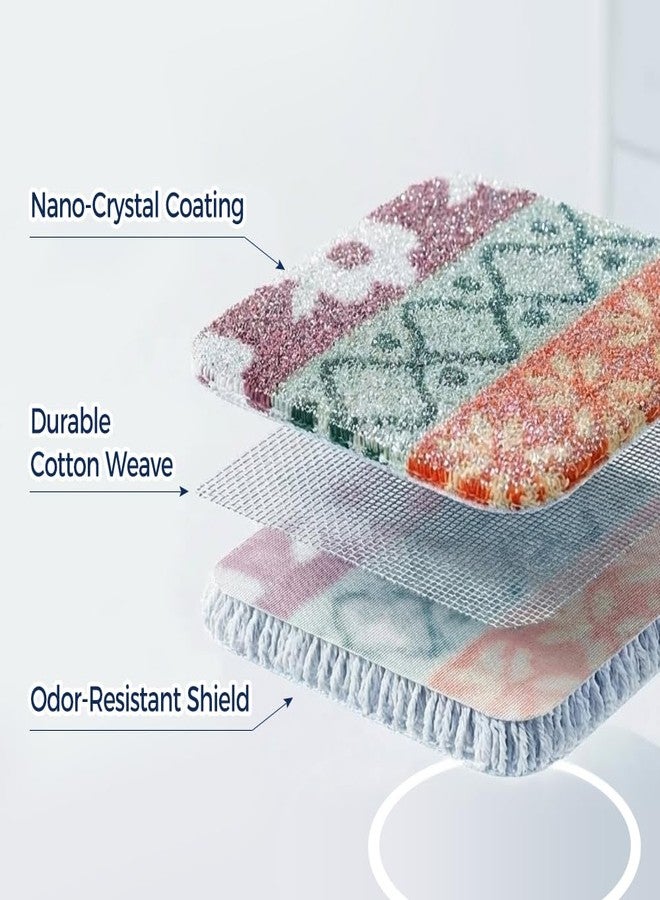 Amarelle Scrub,5-Pack Reusable Dish Scrubbers for Washing Dishes,Soft Safe and Non-Scratch Scrubber, Durable Scouring Pad for Kitchen and Household Cleaning,Assorted Colors and Designs - Image 3