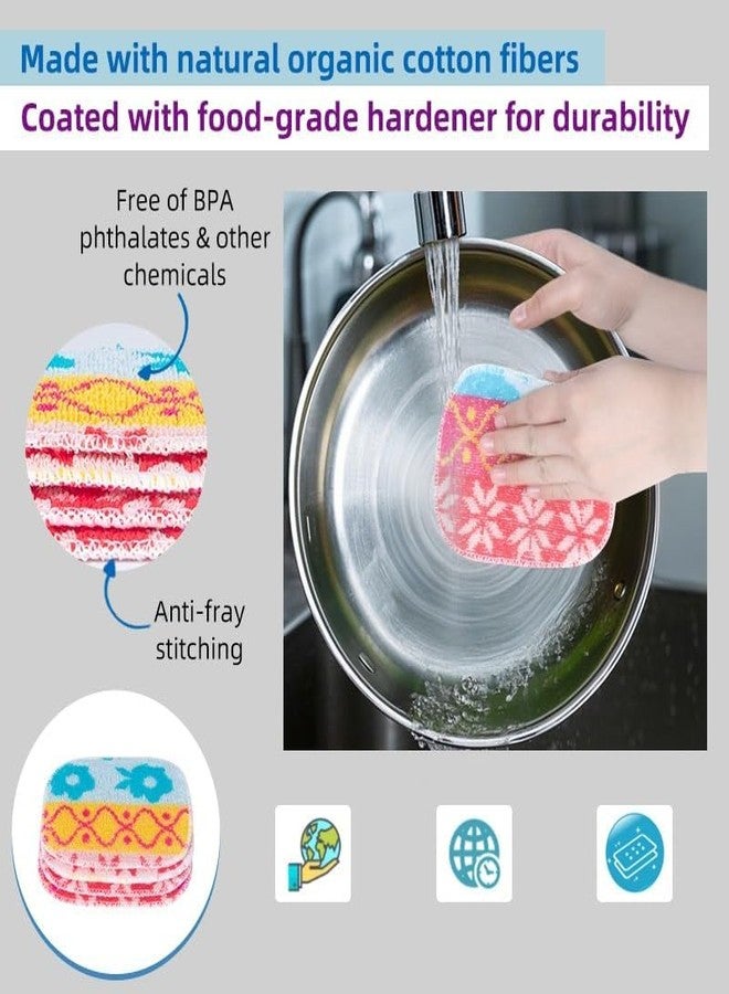 Amarelle Scrub,5-Pack Reusable Dish Scrubbers for Washing Dishes,Soft Safe and Non-Scratch Scrubber, Durable Scouring Pad for Kitchen and Household Cleaning,Assorted Colors and Designs - Image 5