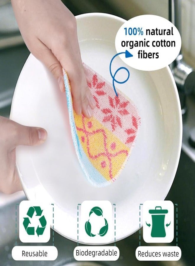 Amarelle Scrub,5-Pack Reusable Dish Scrubbers for Washing Dishes,Soft Safe and Non-Scratch Scrubber, Durable Scouring Pad for Kitchen and Household Cleaning,Assorted Colors and Designs - Image 4