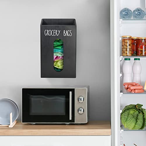 Ameuphercy Farmhouse Wooden Grocery Bag Holder and Dispenser, Wall Mounted Plastic Bag Holder and Dispenser with Extra-Wide & Easy-Access Openings, Garbage Bag Dispenser Anti-Fingerprint Rustic Finish Bags Saver - Image 3