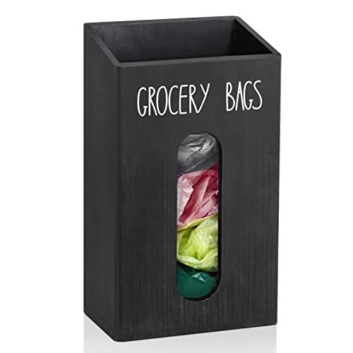 Ameuphercy Farmhouse Wooden Grocery Bag Holder and Dispenser, Wall Mounted Plastic Bag Holder and Dispenser with Extra-Wide & Easy-Access Openings, Garbage Bag Dispenser Anti-Fingerprint Rustic Finish Bags Saver - Image 1