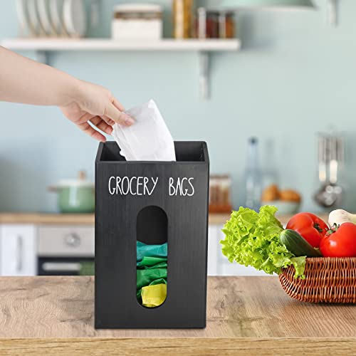 Ameuphercy Farmhouse Wooden Grocery Bag Holder and Dispenser, Wall Mounted Plastic Bag Holder and Dispenser with Extra-Wide & Easy-Access Openings, Garbage Bag Dispenser Anti-Fingerprint Rustic Finish Bags Saver - Image 4