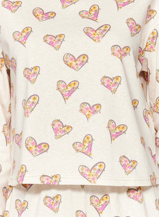 trendyol Cream T-shirt-Jogger Knitted Pajamas Set THMAW24PT00116. - Image 5