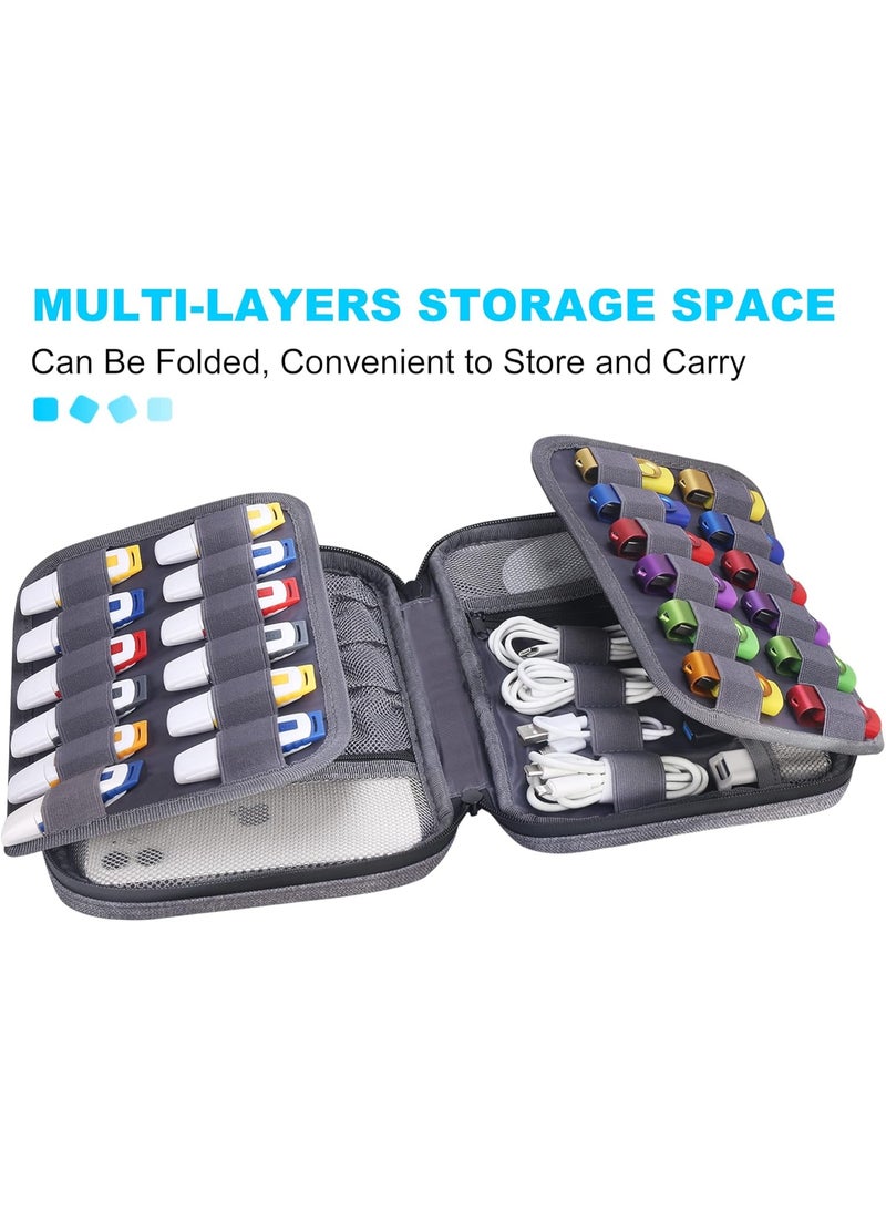 Lacdo USB Flash Drive Case Thumb Drive Holder Case Organizer Portable Electronic Accessories Storage Bag for SanDisk/SamData/Samsung USB Flash Drives Jump Drive Memory Stick, SD Card, Cables, Gray - Image 5