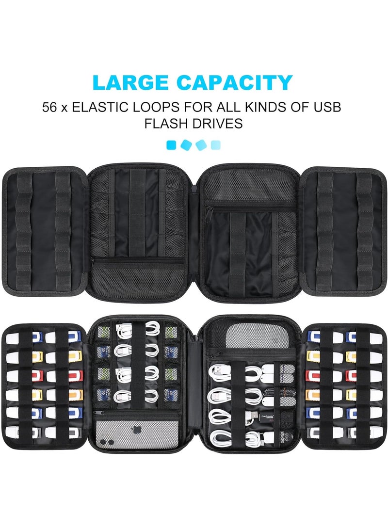 Lacdo USB Flash Drive Case Thumb Drive Holder Case Organizer Portable Electronic Accessories Storage Bag for SanDisk/SamData/Samsung USB Flash Drives Jump Drive Memory Stick, SD Card, Cables, Gray - Image 4