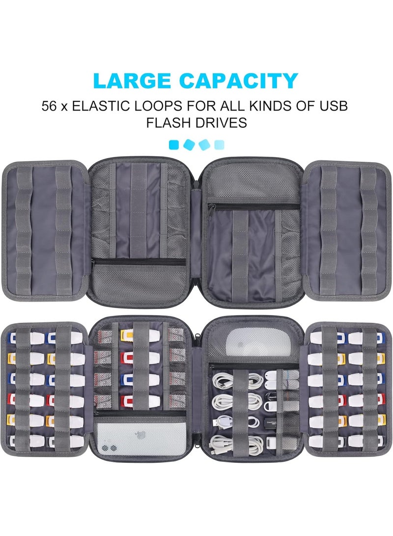 Lacdo USB Flash Drive Case Thumb Drive Holder Case Organizer Portable Electronic Accessories Storage Bag for SanDisk/SamData/Samsung USB Flash Drives Jump Drive Memory Stick, SD Card, Cables, Gray - Image 3