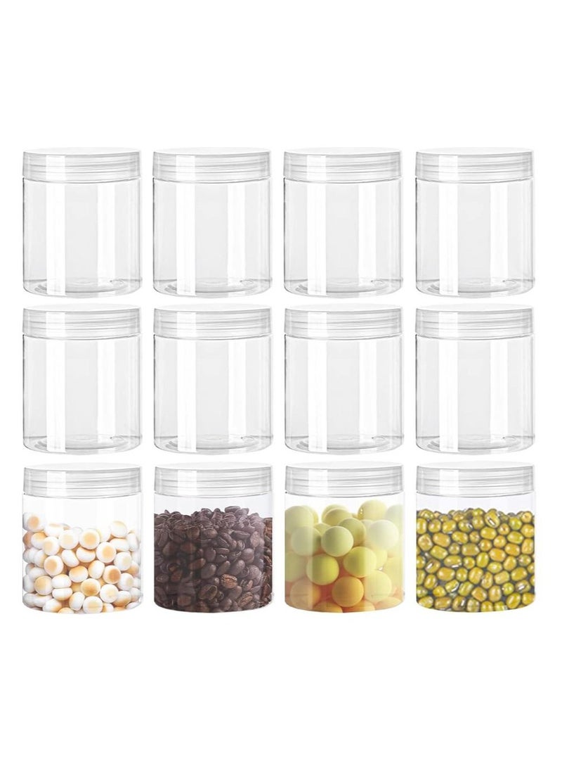 FUFU 12Psc 7oz Plastic jar Containers with Lids Round Clear Jars,Wide-Mouth Plastic Slime Storage Favor Jars for Crafts,Dry Food,Peanut  - Image 1