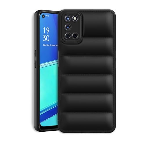 Plus Puffer Case Camera Protection Soft Back Cover for Oppo A52 - Black - Image 1