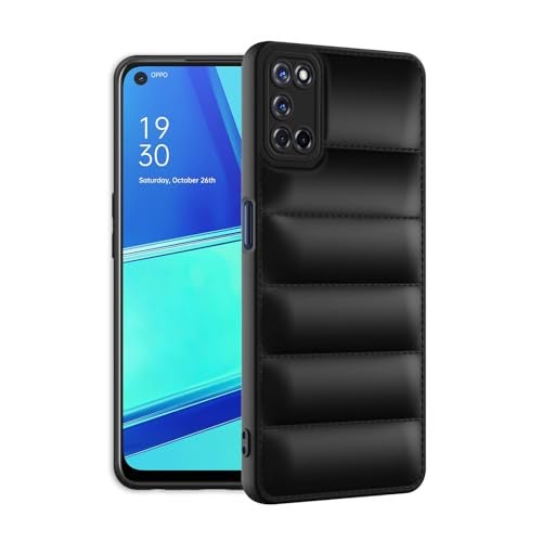 Plus Puffer Case Camera Protection Soft Back Cover for Oppo A52 - Black - Image 2