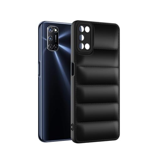 Plus Puffer Case Camera Protection Soft Back Cover for Oppo A52 - Black - Image 3