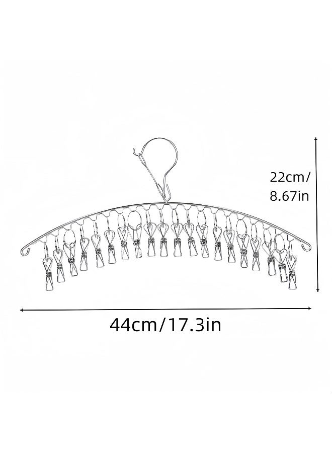 2 Pack Clothes Drying Hanger with 20 Clips, Stainless Steel Laundry Organiser Laundry Drying Rack Windproof Clothes Hanger, Hanging Drying Rack for Drying Socks Underwear - Image 5