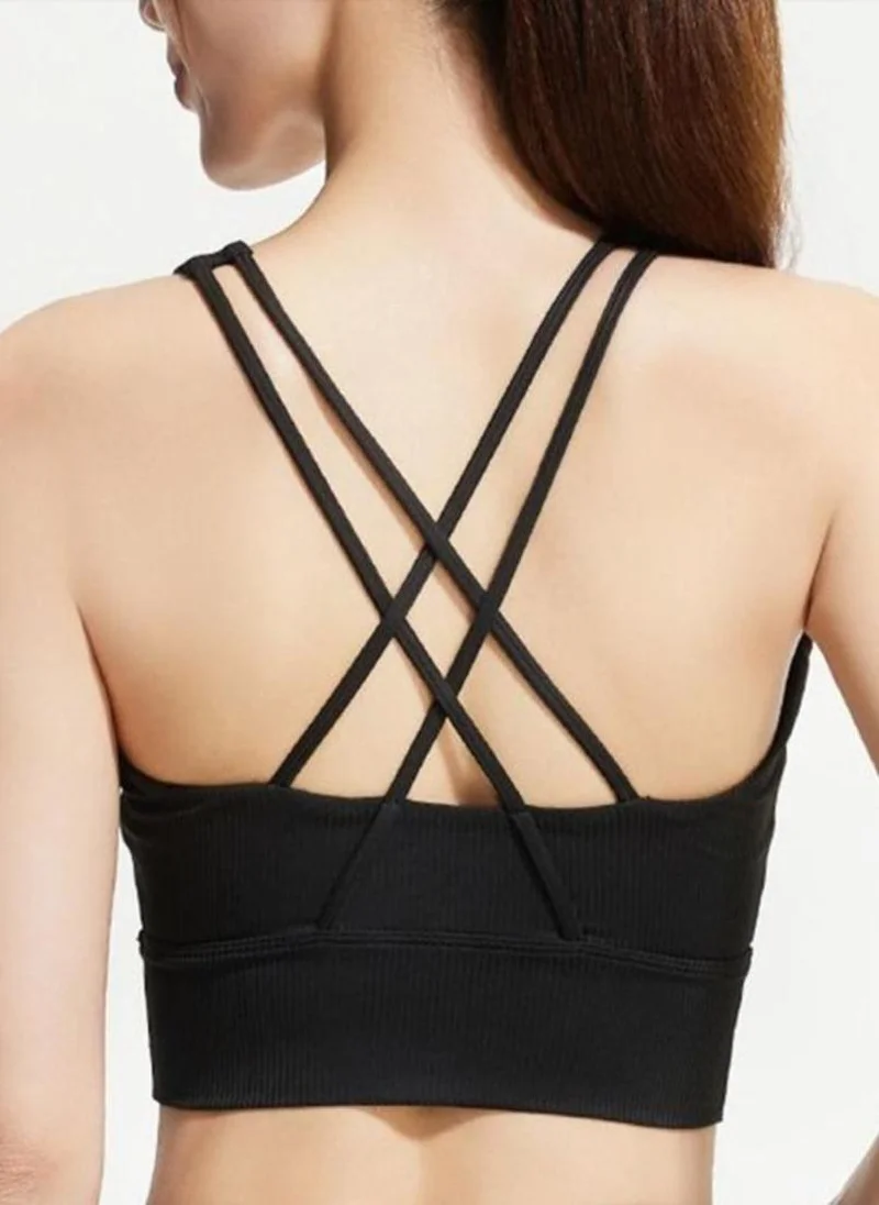 يونيكي Black Solid Regular Strappy back Running Bra