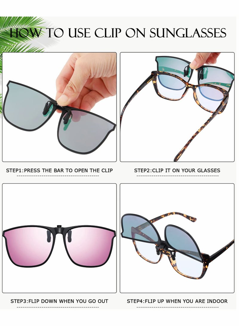 Sunglasses, Clip-on Sunglasses, 3 Pair Polarized Clip-on Sunglasses Anti-glare TR90 Frame Flip Up Driving Clip-on Glasses for Women and Men, Polarized Glare Reduce, High Definition Vision - Image 4