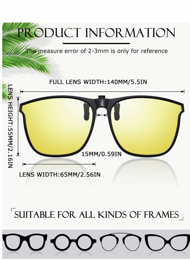 Sunglasses, Clip-on Sunglasses, 3 Pair Polarized Clip-on Sunglasses Anti-glare TR90 Frame Flip Up Driving Clip-on Glasses for Women and Men, Polarized Glare Reduce, High Definition Vision - Image 2