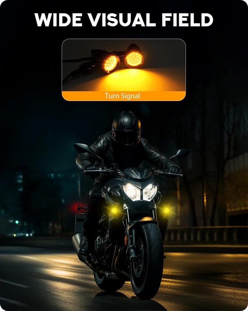 PBYMT Motorcycle Bullet 24 LEDs Front Turn Signal Lights Amber SMD Blinkers w/ 10mm Mount Hole Compatible with Honda Yamaha Suzuki Kawasaki Harley Chopper Bobber - Image 2