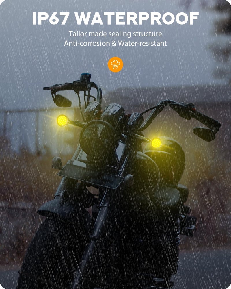 PBYMT Motorcycle Bullet 24 LEDs Front Turn Signal Lights Amber SMD Blinkers w/ 10mm Mount Hole Compatible with Honda Yamaha Suzuki Kawasaki Harley Chopper Bobber - Image 3