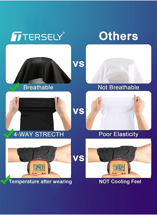 Tersely 2 Pack Breathable Cooling Neck Gaiters, Ice Silk Face Shield Scarf, Multifunctional Headwear Bandana Face Cover,UV Protection Headband Scarf,Reusable Stretchy Balaclava (Black+Gray)a  - Image 4