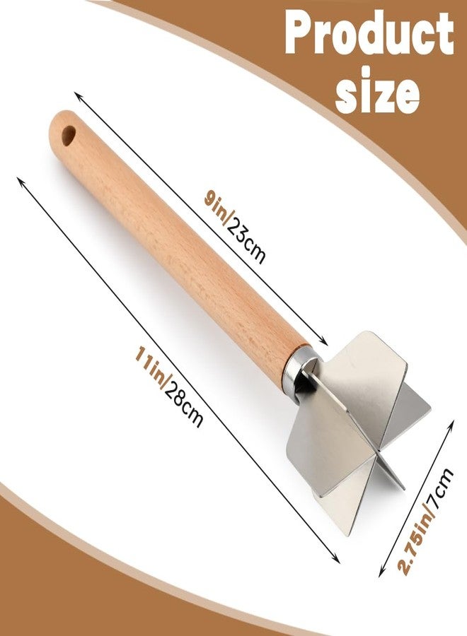 Yonderfume Stainless Steel Meat Chopper with Wood Grip Handle, Ground Beef Chopper Tool Hamburger Smasher Tool Ground Non-Stick Mix Choppers, Potato Masher Tools - Image 2