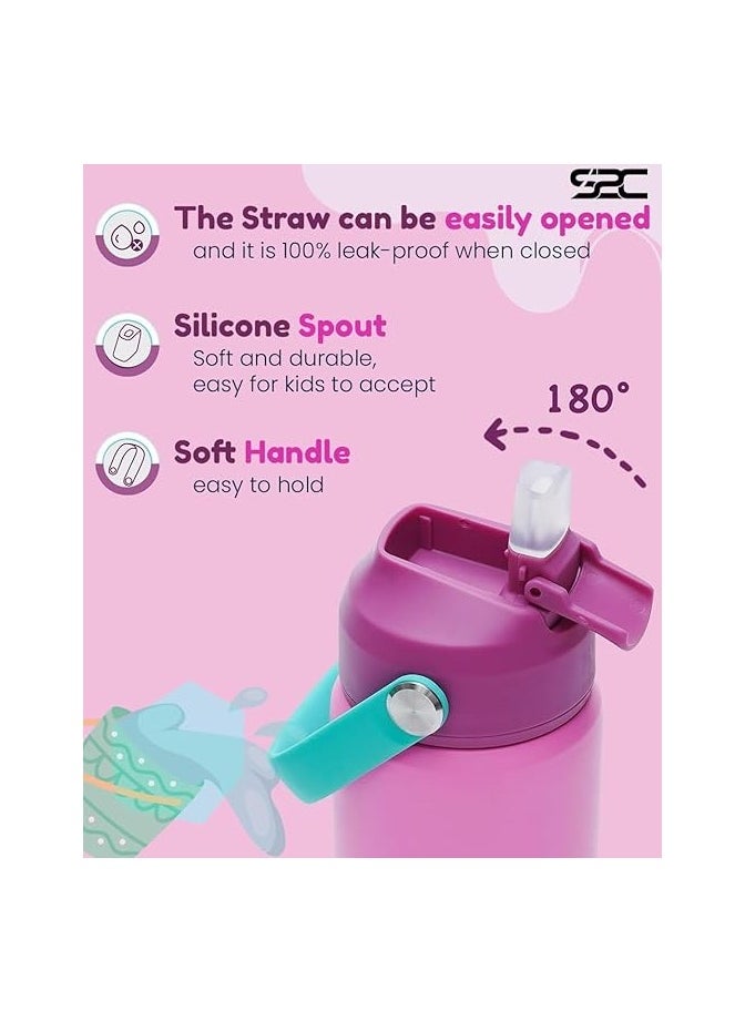 S2C S2C 550ml Leakproof Stainless Steel Water Bottle for Kids With Straw & Handle|Toddler water bottle|Kids Water Bottle For School Boys Girls|Easy to Carry|BPA Free,Baby water bottle  - Image 2
