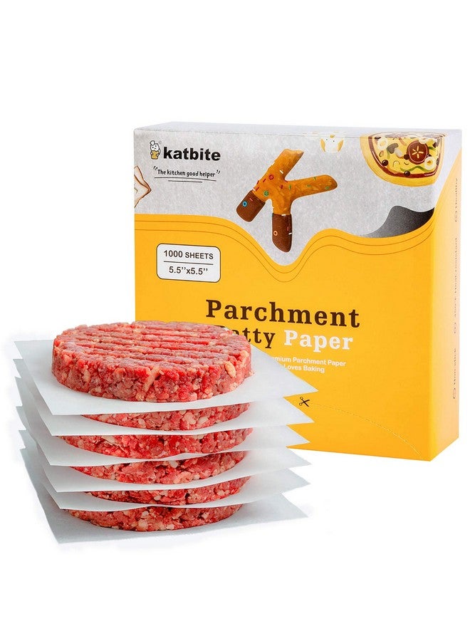 Katbite Hamburger Patty Paper 1000Pcs, 5.5"x5.5" Non Stick Parchment Paper Squares Sheets for Patty Seperate, Burger Press, Ground Beef, Freezing or Candy Wrappers, Use for Oven, Microwave or Freezer - Image 1