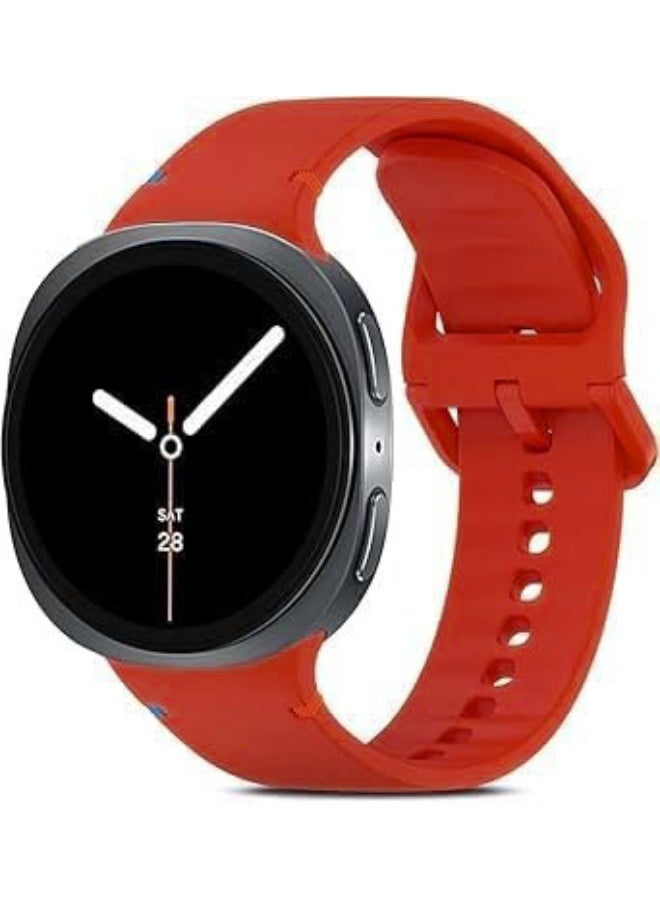 سوار سيليكون ناعم لهاتف سامسونج جالاكسي 8، مزود بإبزيم، متوافق مع جالاكسي 8 كلاسيك 46 مم، وجالاكسي واتش 8 40 و44 مم (أحمر)