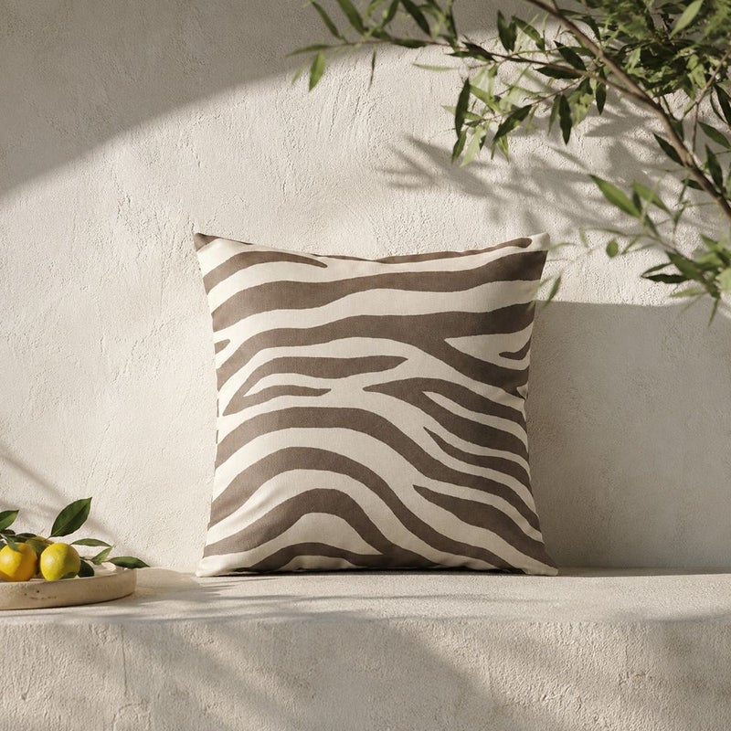 DANUBE HOME Toss Pillow With Zipper Without Piping 45X45Cm - Graphic Zebra, Multicolour, Striking Animal-Print Pillow, 100% Polyester Fabric, For Outdoor Sofas - Image 1