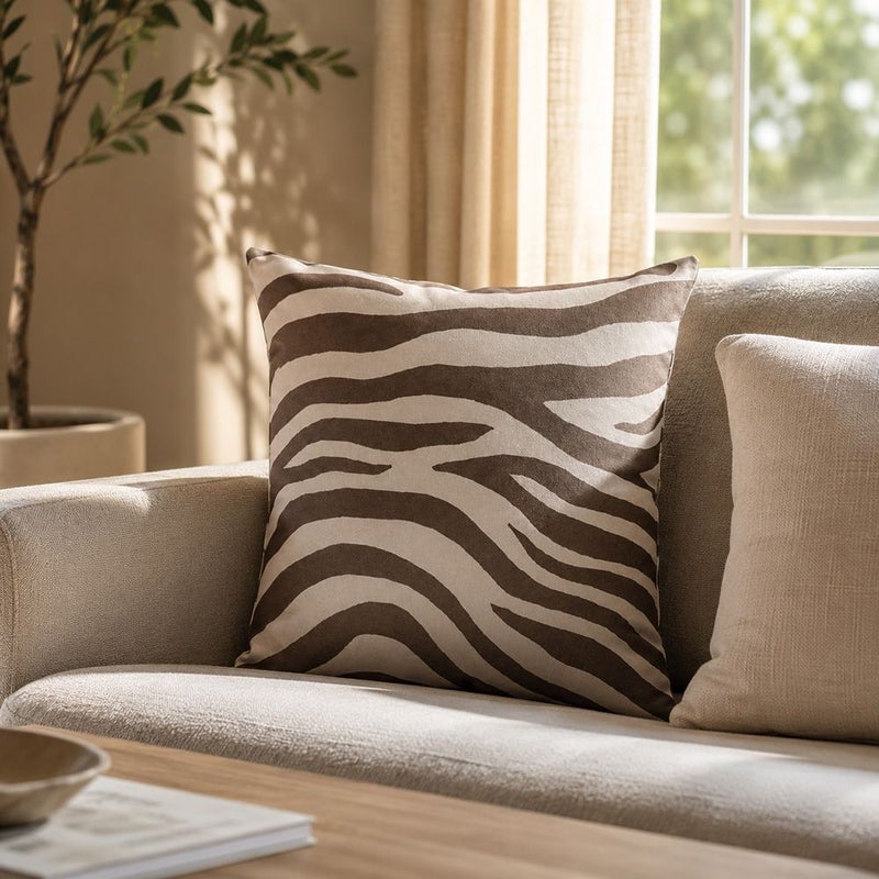 DANUBE HOME Toss Pillow With Zipper Without Piping 45X45Cm - Graphic Zebra, Multicolour, Striking Animal-Print Pillow, 100% Polyester Fabric, For Outdoor Sofas - Image 5