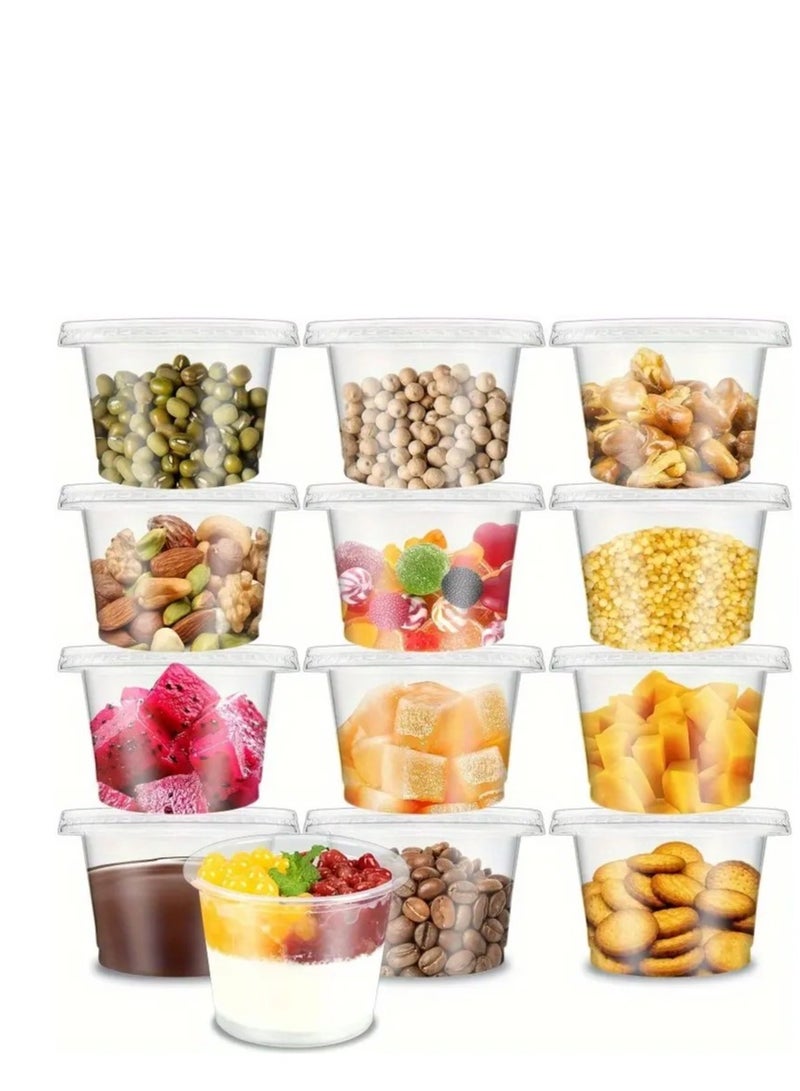 Lavish 100Pcs Plastic Portion Cups with Lids 4Oz-100ml | Disposable Mini Cups for Sauces Dips Salad Dressing Snacks Meal Prep | Leak Proof Stackable Durable Reusable - Image 3