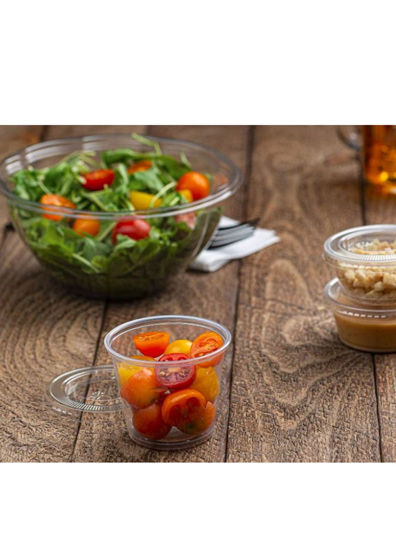 Lavish 100Pcs Plastic Portion Cups with Lids 4Oz-100ml | Disposable Mini Cups for Sauces Dips Salad Dressing Snacks Meal Prep | Leak Proof Stackable Durable Reusable - Image 5