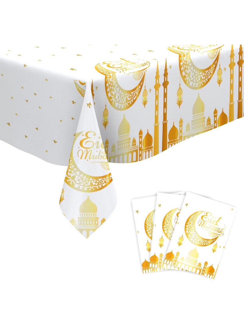 الأزرق جي دبليو 3 قطعة من مفرش المائدة رمضان المبارك للزينة البلاستيكية لمرة واحدة عيد الفطر المبارك المبارك عيد الفطر المبارك حزب مجموعة الجدول مستطيل طاولة الطعام - Image 1